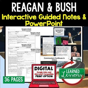 Reagan and Bush Notes & PowerPoints, US History, Print, Digital - preview 1