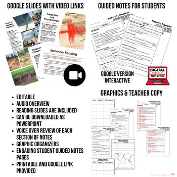 Natural Disasters Guided Notes PowerPoints, Video Flipped Classroom - preview 2