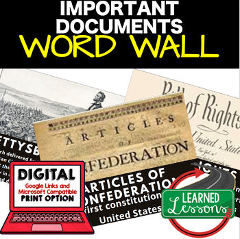 Important US Documents Word Wall & Activity Pages Civics Word Wall - preview 1