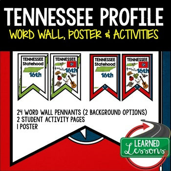 Tennessee History Word Wall State Profile Tennessee Activities Tennessee Posters - preview 1