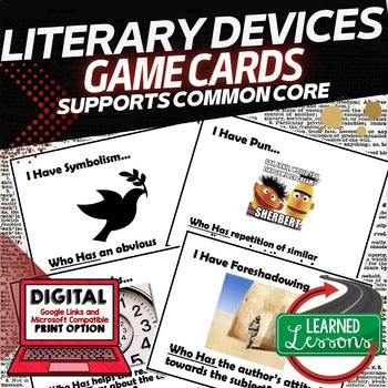 ELA Literary Devices Game Cards, English Curriculum Activity - preview 1