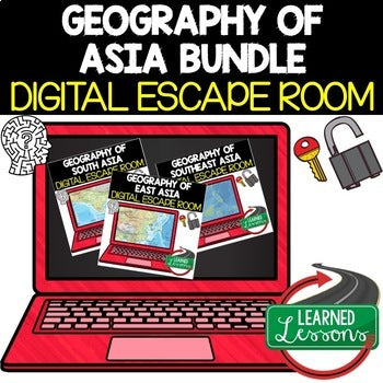 Asia Geography Digital Escape Room Breakout Room Distance Learning BUNDLE - preview 1