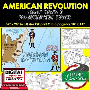 American Revolution Collaborative Poster, Doodle Notes, Print & GOOGLE Notes - preview 1