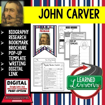 John Carver Biography Research, Bookmark Brochure, Pop-Up, Writing, Google - preview 1