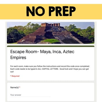 Maya, Inca, Aztec Digital Escape Room, Breakout Room Test Prep Learning - preview 4