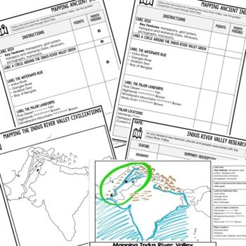 Indus River Valley Map Activity and Research, Mapping Ancient India - preview 3