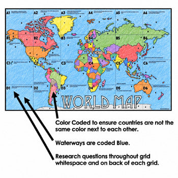 World Map Collaborative Poster, World Mapping Activity, World Map Research - preview 2
