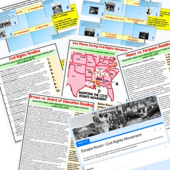 Civil Rights Digital Escape Room, Breakout Room, Activity Pages No Prep - preview 2