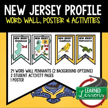 New Jersey History Word Wall, State Profile, New Jersey Activities US History - preview 1