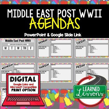 Middle East Post WWII Agenda PowerPoint & Google Slides Agenda World History - preview 1