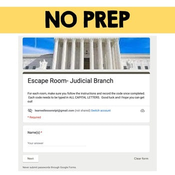 American Law Digital Escape Room, Breakout Room Activity Pages No Prep - preview 4