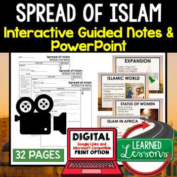 Spread of Islam Guided Notes and PowerPoints, Interactive Notebooks, Google - preview 1