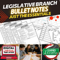 Legislative Branch Outline Notes, Legislative Branch Bullet Notes, Unit Review - preview 1
