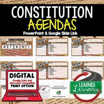 Constitution Agenda PowerPoint & Google Slides, Civics Agenda - preview 1
