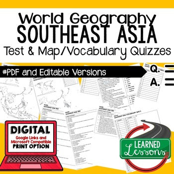 Southeast Asia Tests, Vocabulary Quiz, Map Quizzes Assessment - preview 1