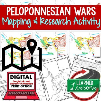 Peloponnesian War Map Activity, Mapping Peloponnesian War PRINT & DIGITAL - preview 1