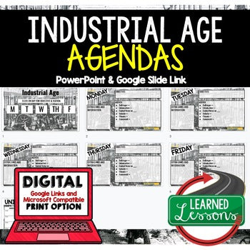 Industrial Age Agenda PowerPoint | U.S. History Bell Ringers & Google Slides - preview 1