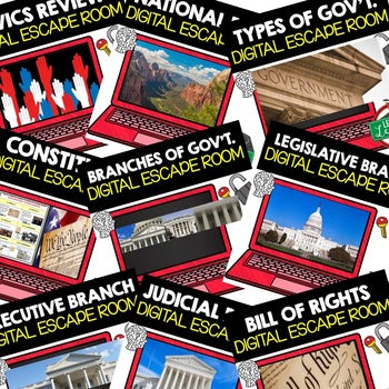 Civics Digital Escape Room Bundle | Government Breakout Activities | Google - preview 2