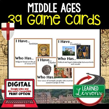 Middle Ages Game Cards World History Test Prep Print & Digital Google - preview 1