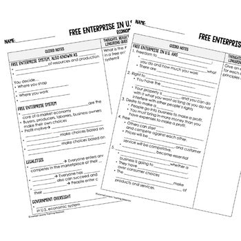 Free Enterprise in the US Guided Notes & PowerPoint, Economic Notes - preview 4