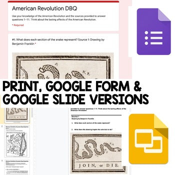 American Revolution Activity, American Revolution DBQ, Google and Print - preview 2
