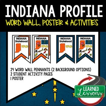 Indiana History Word Wall, State Profile, Indiana Activities US History Posters - preview 1