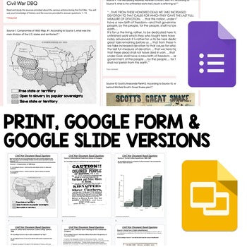 Civil War DBQ, Document Based Questions, Primary and Secondary Sources - preview 2