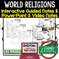 World Religions Guided Notes and PowerPoints, Interactive Notebooks, Google - preview 1
