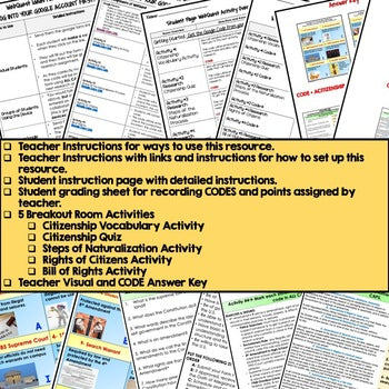 Citizenship Digital Escape Room, Breakout Room, Activity Pages No Prep - preview 3