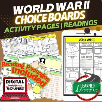 World War II (WWII) Activities, Choice Board, Print & Digital, Google - preview 1