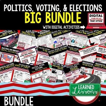 Politics, Voting & Elections Bundle | Civics Activities | Print & Google - preview 1