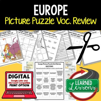 Europe Activity Picture Puzzle, Test Prep, Unit Review, Study Guide - preview 1