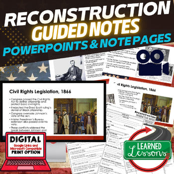 Reconstruction Guided Notes & PowerPoints American History, Google - preview 1