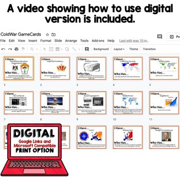 Cold War Game Cards, World History Test Prep, Print & Digital Learning, Google - preview 2