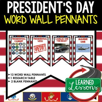 President's Day Word Wall Pennants, Presidency US History Word Wall - preview 1