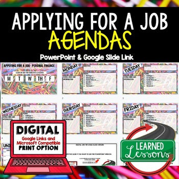 Applying for a Job Agenda Slides | Career Readiness Bell Ringer | Google Slides - preview 1