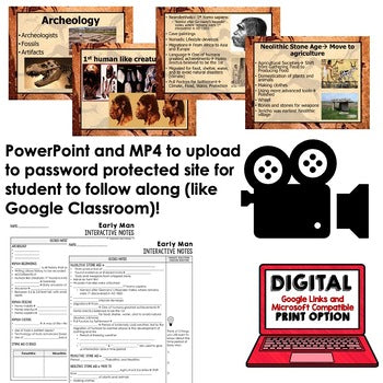 Early Man Notes, Guided Notes & PowerPoints, World History Google Link & Video - preview 2
