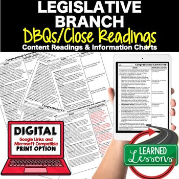 The Legislative Branch DBQ Reading Activity, Google, Civics DBQ, Close Reading - preview 1