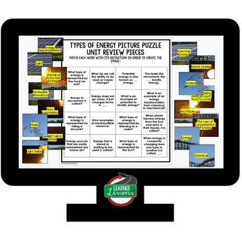 Types of Energy Activity Picture Puzzle Physical Science Activity Vocabulary - preview 4
