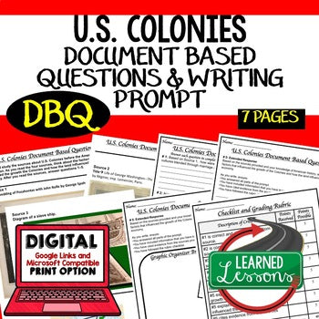 U.S. Colonies DBQ Document Based Questions & Writing, Digital Google Learning - preview 1