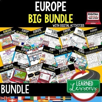 Europe Geography Bundle | Europe Activities | Maps | Print & Google - preview 1