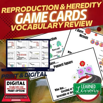 Reproduction and Heredity Game Cards, Life Science Vocabulary Review - preview 1
