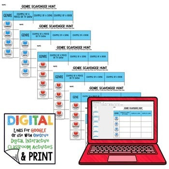 GENRE Anchor Charts, Posters, Word Wall, Scavenger Hunt Pages Genre Activity - preview 2