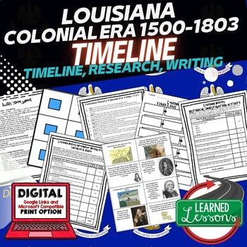 Louisiana History Timeline BUNDLE, Digital Interactive Notebook, Google, PRINT - preview 4