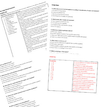 Price, Supply, & Demand Assessments, Economics Tests, Economics Quizzes - preview 2