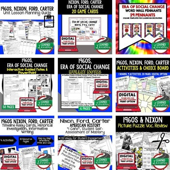 1960s–Nixon, Ford & Carter Presidents Bundle | Modern U.S. History Activities - preview 2