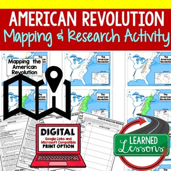 American Revolution Map Activity and Research, Mapping the American Revolution - preview 1