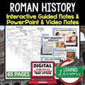 Roman History Guided Notes and PowerPoints, Interactive Notebooks, Google - preview 1
