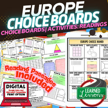 World Geography EUROPE Activities Choice Board, Digital Distance Learning - preview 1