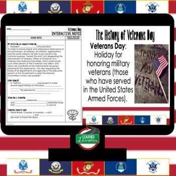 Veterans Day Guided Notes PowerPoints Flipped Classroom, Google Link - preview 3